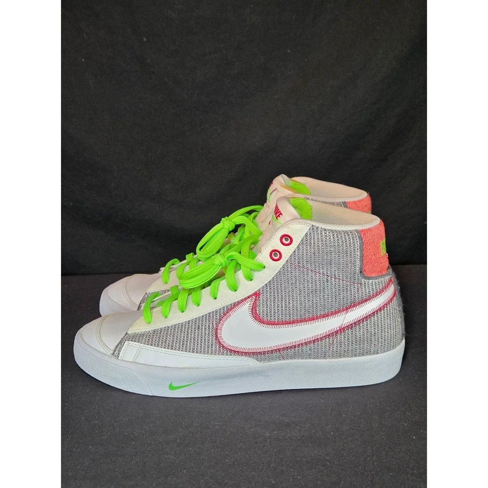 Nike Blazer Recycle Mid 77‎ SE Light Smoke Grey Volt Green SZ 10.5 Men DJ0341001